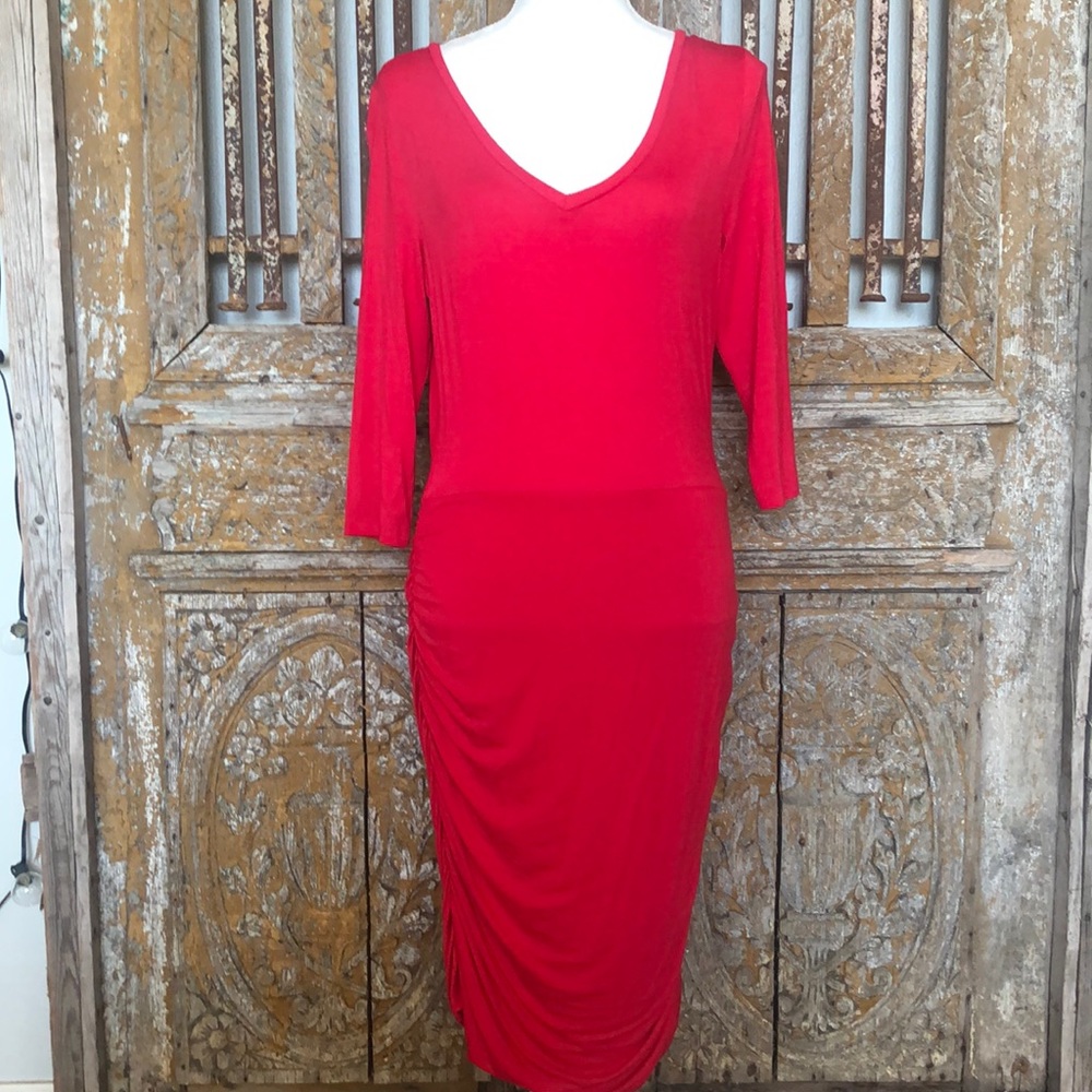WENDY WILLIAMS Pink FITTED 3/4 SLEEVE DRESS SMALL